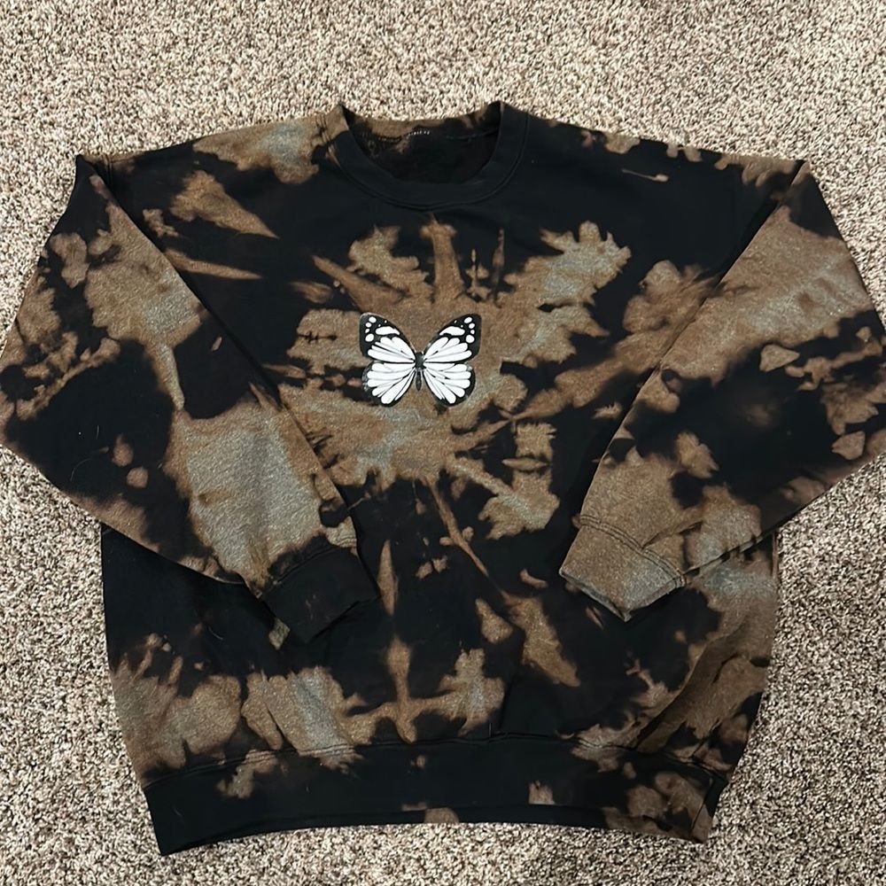 Custom Tie Dye Butterfly Oversized Crewneck